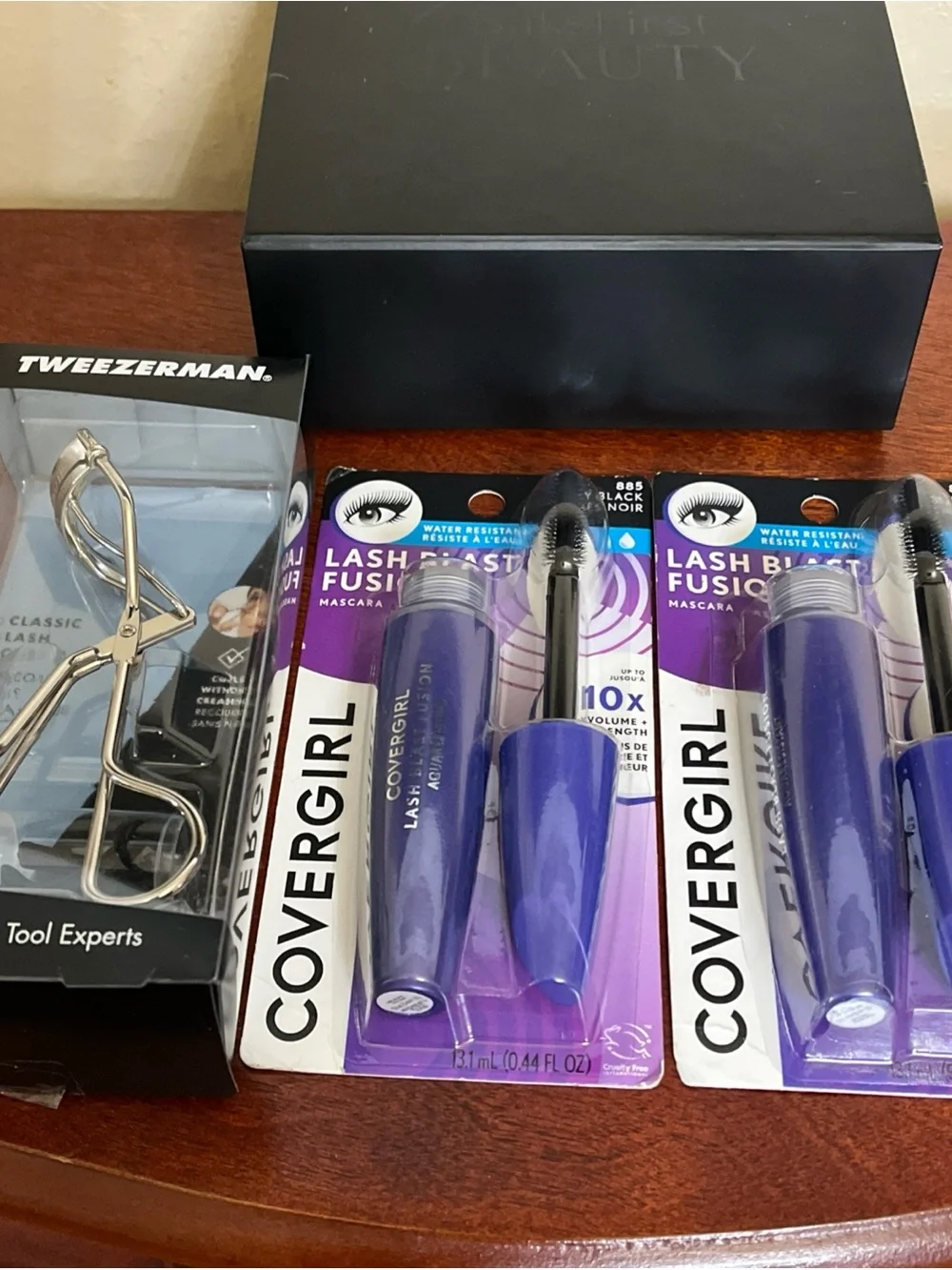 Covergirl lash blast fusion black mascara x 2 tweezerman lash curler